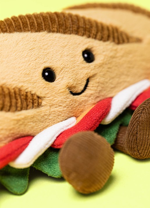 Jellycat Amuseables Caprese Baguette knuffel 10 cm  - voorkant 2 multicolor