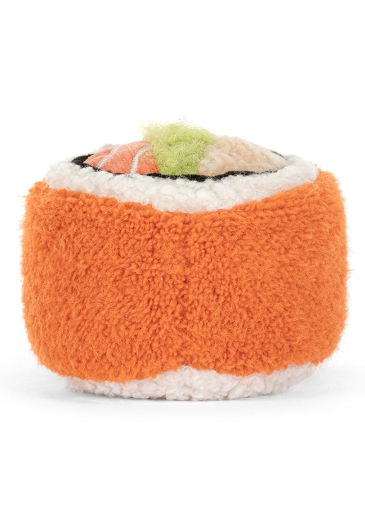 Jellycat Amuseables Codhi Californian Roll knuffel 9 cm - achterkant 7 orange