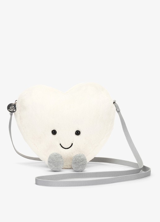 Jellycat Amuseables Cream Heart knuffeltas 17 cm - voorkant 2 creme