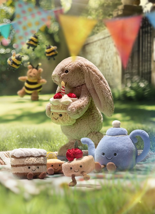 Jellycat Amuseables Fleurette Tarte Aux Fraises 11 cm - voorkant 5 multicolor