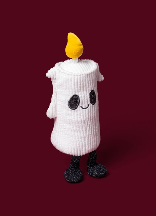 Jellycat Amuseables Flickerty Candle knuffel 19 cm - voorkant 2 gebroken wit