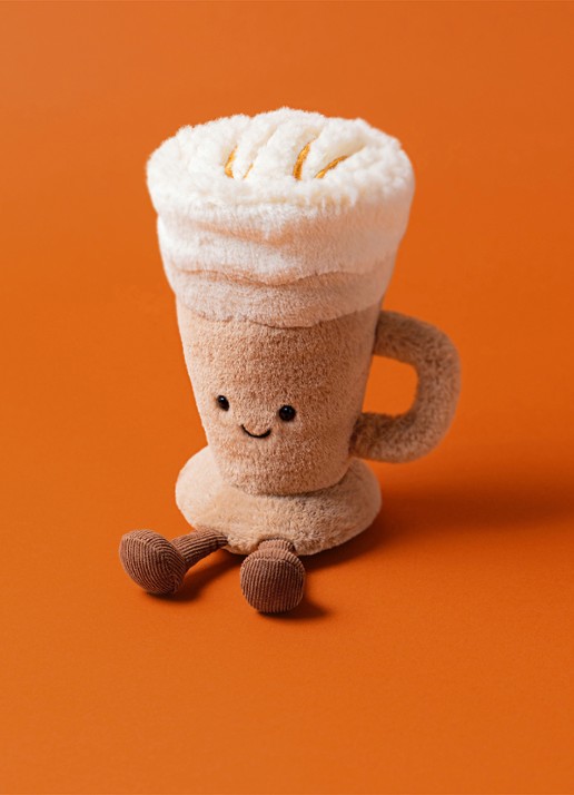 Jellycat Amuseables Latte knuffel 18 cm - detail 4 bruin