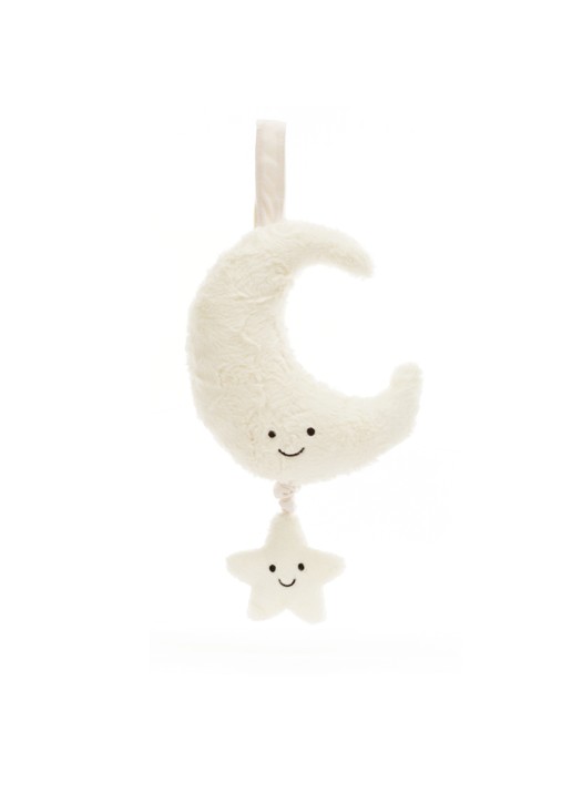 Jellycat Amuseables Moon Musicall Pull knuffel 28 cm - detail 2 gebroken wit