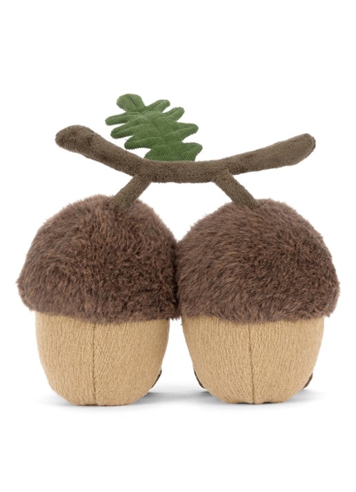 Jellycat Amuseables Ort & Tum Acorns knuffel 15 cm - achterkant 3 beige