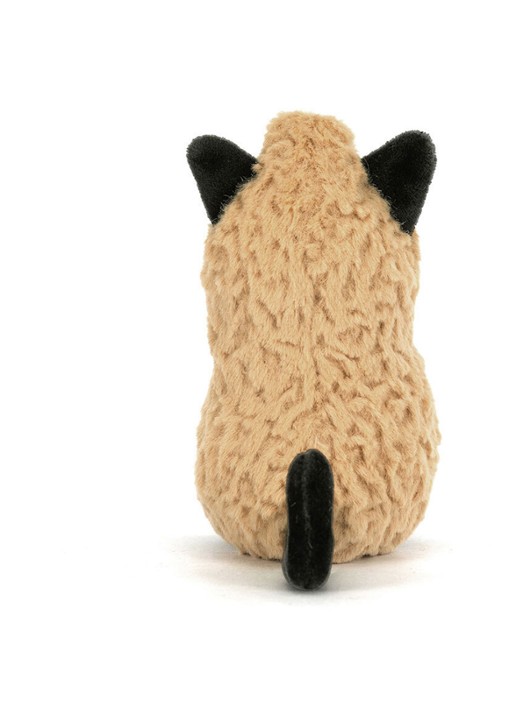 Jellycat Amuseables Peanut Cat Outfit knuffel 15 cm - achterkant 8 beige