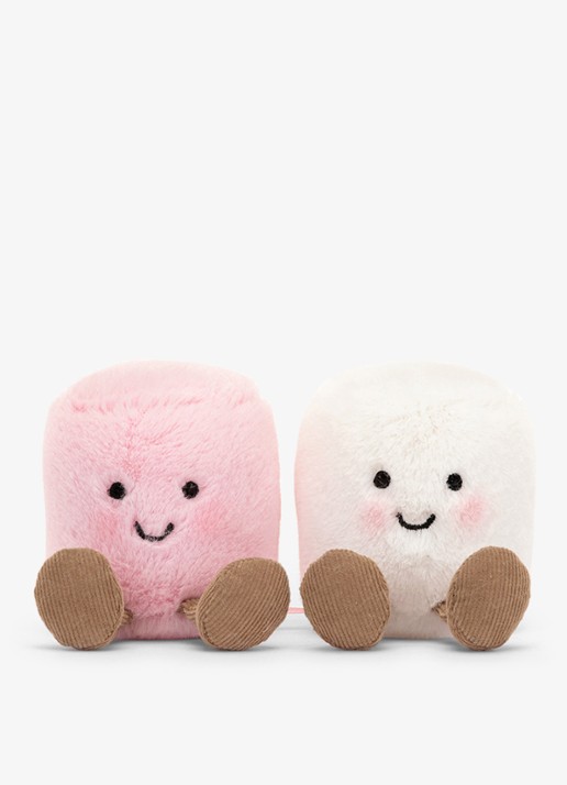 Jellycat Amuseables Pink and White Marshmallows knuffel 9 cm - voorkant 3 multicolor