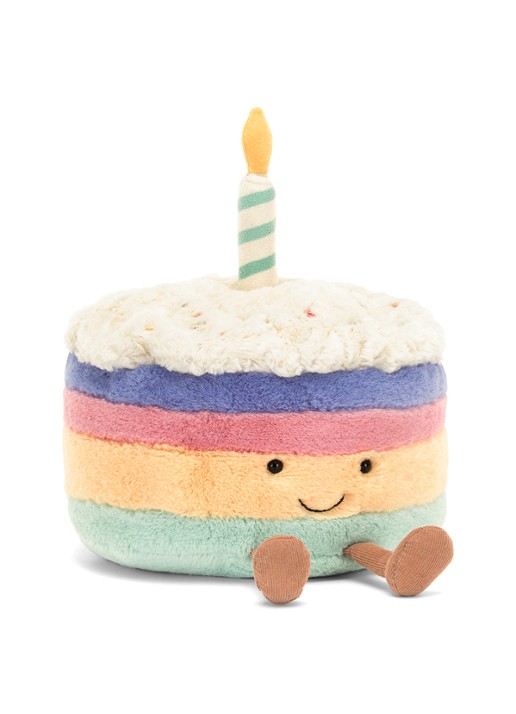 Jellycat Amuseables Rainbow Birthday Cake knuffel 15 cm
