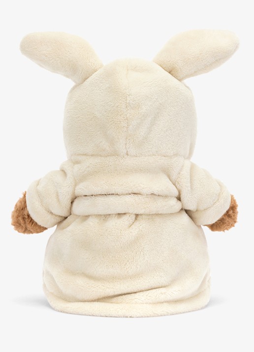 Jellycat Bartholomew Bear Bathrobe Outfit knuffel 26 cm - achterkant donkerbeige