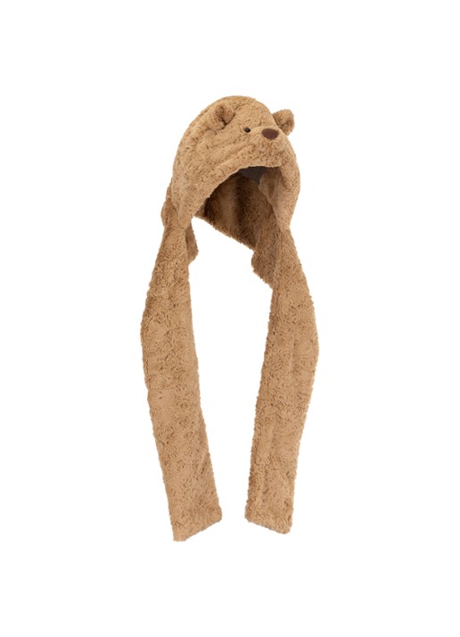 Jellycat Bartholomew Bear Bundlesnug mutssjaal - voorkant 5 beige