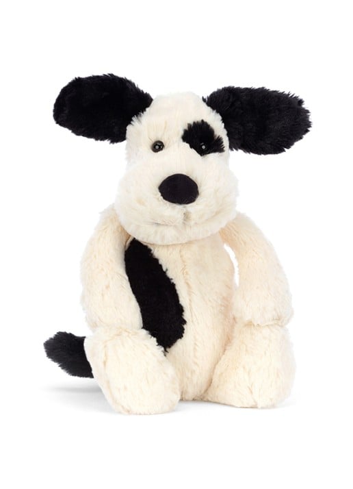 Jellycat Bashful Black & Cream Puppy knuffel 31 cm
