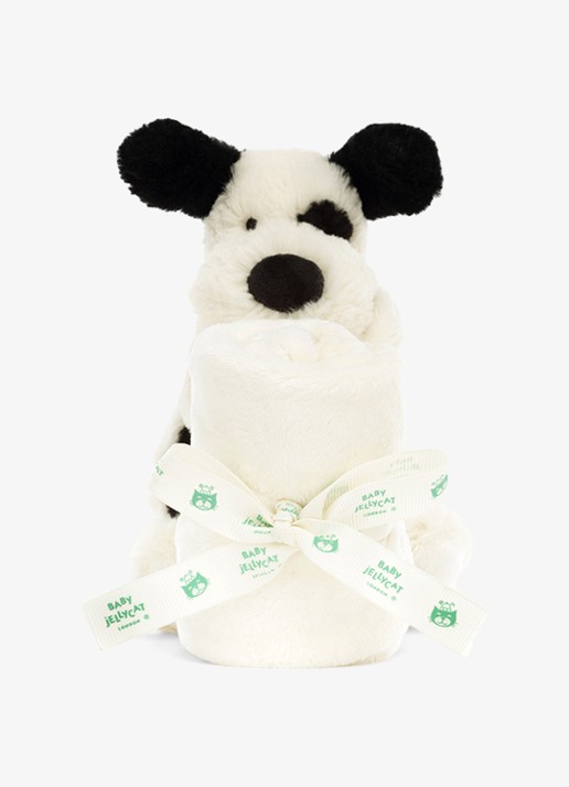 Jellycat Bashful black & cream puppy knuffel 34 cm - detail multicolor