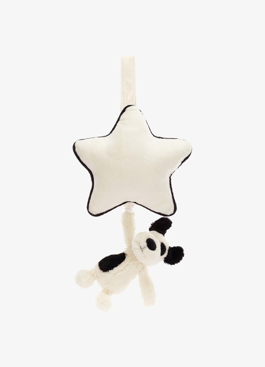 Jellycat Bashful Black & Cream Puppy Musical Pull knuffel 30 cm - detail 4 wit