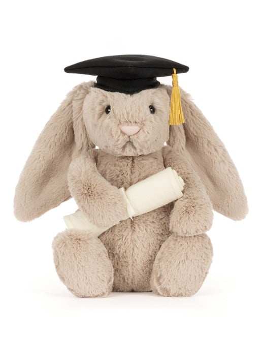 Jellycat Bashful Bunny Graduation Outfit knuffel 31 cm - detail beige