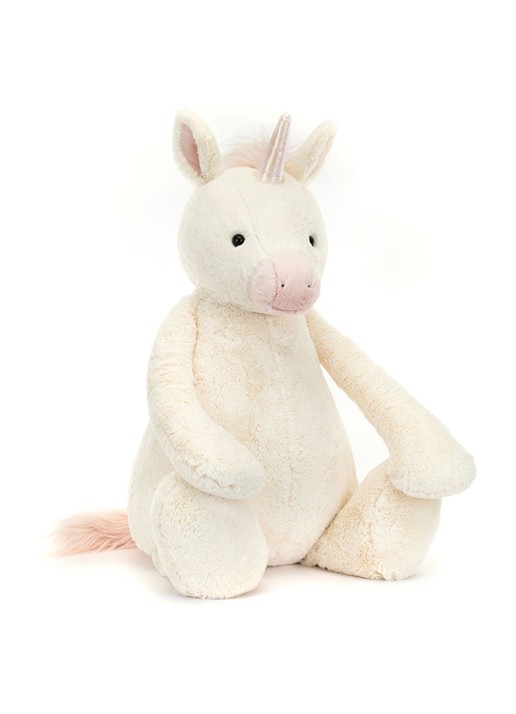 Jellycat Bashful Unicorn Giant 94 cm - voorkant 2 gebroken wit