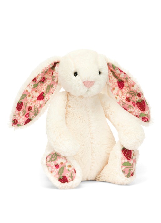 Jellycat Blossom Cream Bunny 'Berry' knuffel - voorkant 3 donkerroze