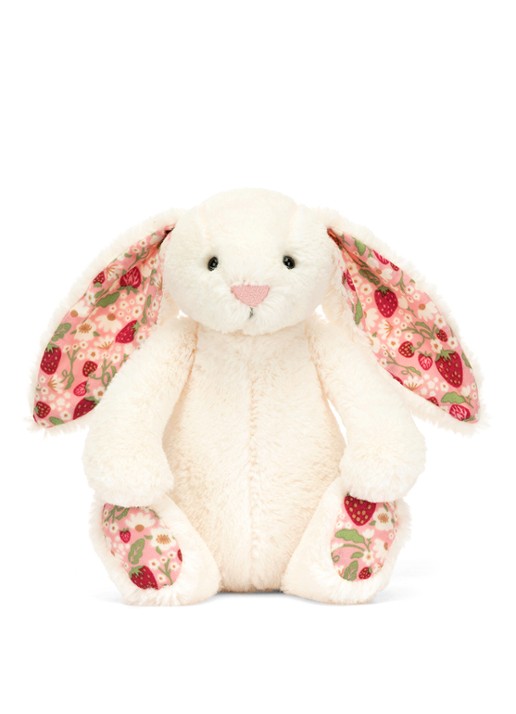 Jellycat Blossom Cream Bunny 'Berry' knuffel - voorkant 4 donkerroze