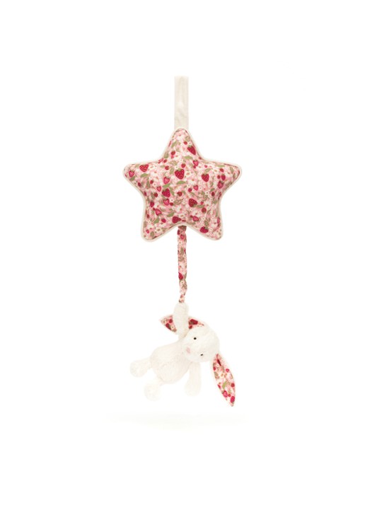Jellycat Blossom Cream Bunny 'Berry' muziekknuffel 30 cm - voorkant 7 roze