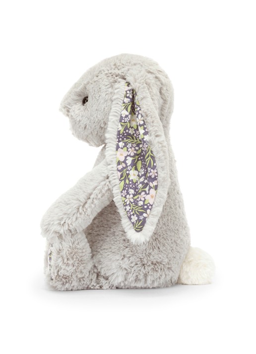 Jellycat Blossom Silver Bunny 'Bloom' knuffel - detail 3 grijs