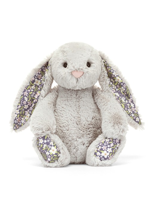Jellycat Blossom Silver Bunny 'Bloom' knuffel - voorkant 5 grijs