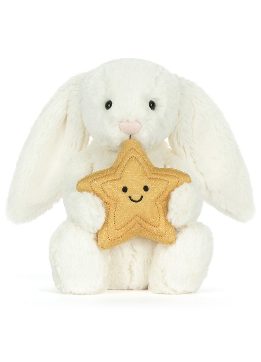 Jellycat Cream Bunny with Star knuffel 31 cm  - detail multicolor