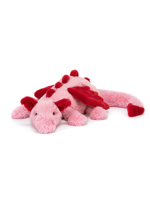 Jellycat Draak Knuffel 12 cm - voorkant 2 roze