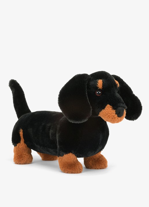 Jellycat Freddie Teckel knuffel 17 cm - voorkant zwart