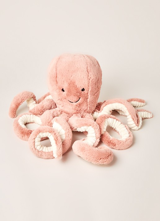 Jellycat Odell Octopus knuffel 49 cm - voorkant 2 zalmroze