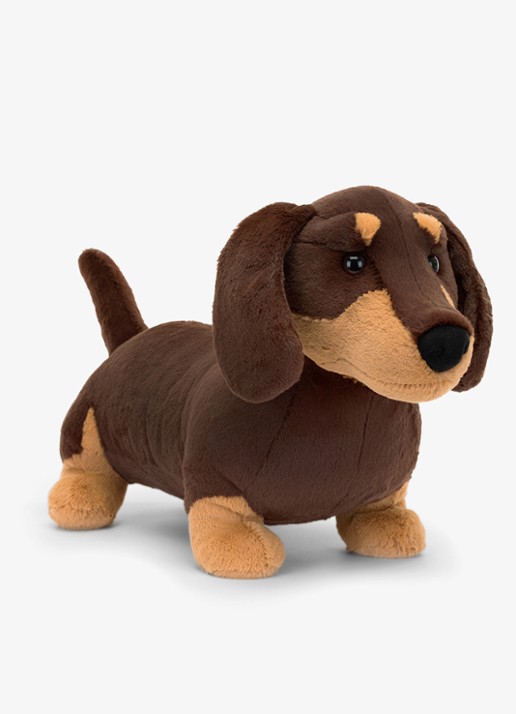 Jellycat Otto Sausage Dog knuffel 19 cm - voorkant multicolor