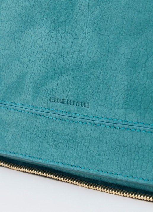 Jérôme Dreyfuss Bobi S crossbodytas van suède met crocostructuur - detail 6 turquoise