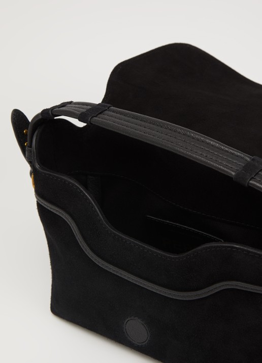 Jérôme Dreyfuss Co Petito S crossbodytas van suède met afneembare schouderriem - detail 4 zwart