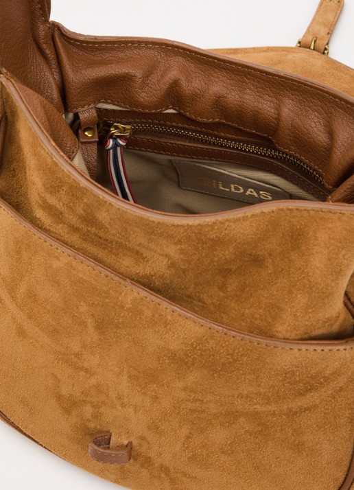 Jérôme Dreyfuss Gildas schoudertas van kalfssuède - detail 2 beige