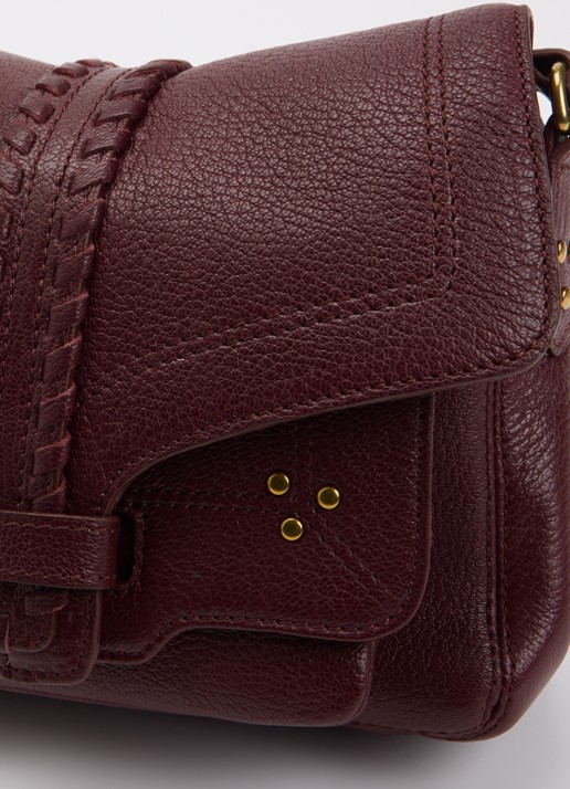 Jérôme Dreyfuss Harry M schoudertas van leer met verstelbare schouderriem en studs - detail 5 bordeauxrood