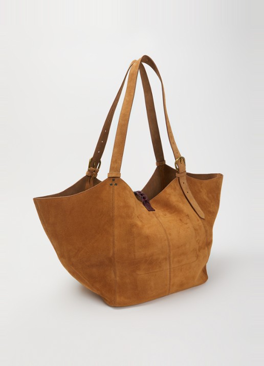Jérôme Dreyfuss Jopesh M shopper van suède met uitneembaar etui - achterkant 7 camel