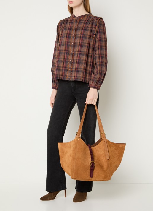 Jérôme Dreyfuss Jopesh M shopper van suède met uitneembaar etui - voorkant 6 camel