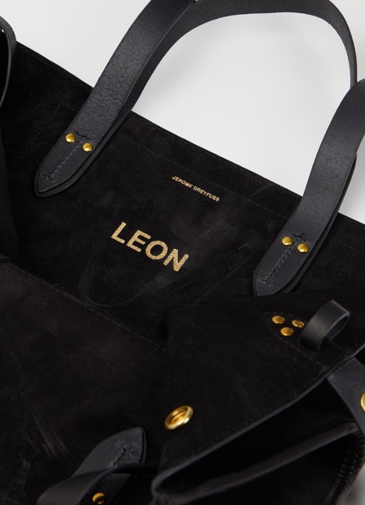 Jérôme Dreyfuss Leon M shopper van kalfssuède - detail 5 zwart