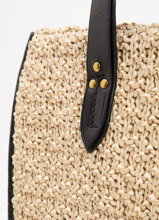 Jérôme Dreyfuss Leon M shopper van raffia met uitneembaar etui - detail 5 beige