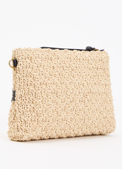 Jérôme Dreyfuss Lucky clutch van raffia - achterkant 2 beige