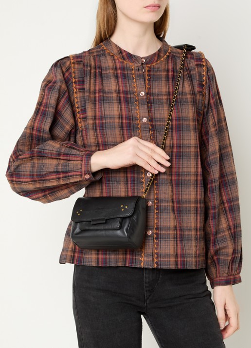 Jérôme Dreyfuss Lulu crossbodytas van kalfsleer met geitenleren details - voorkant 2 zwart