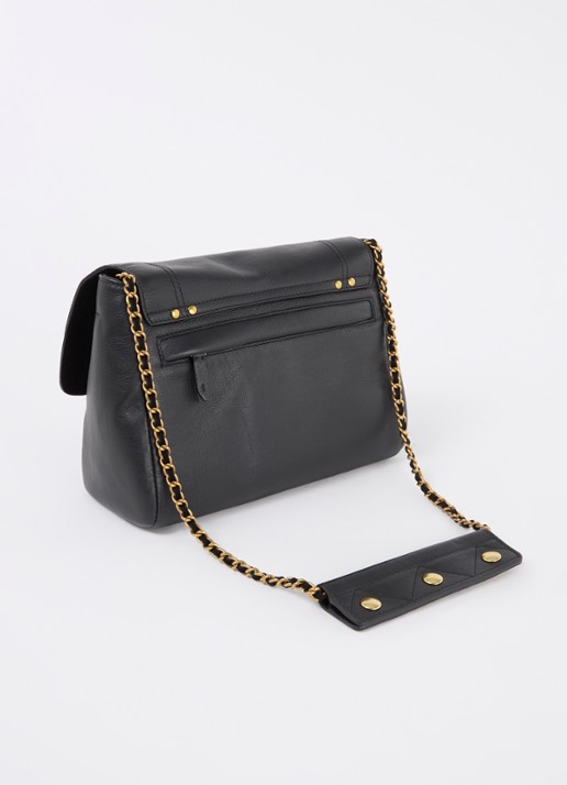 Jérôme Dreyfuss Lulu M crossbodytas van kalfsleer met details van geitenleer - achterkant antraciet
