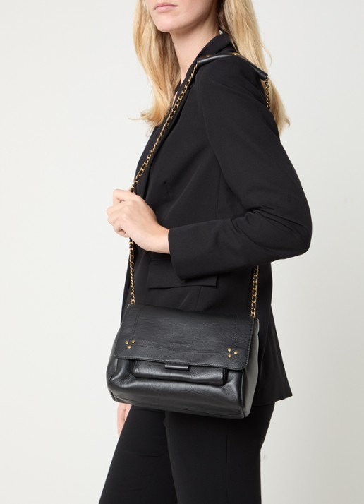 Jérôme Dreyfuss Lulu M crossbodytas van kalfsleer met details van geitenleer - voorkant 3 antraciet