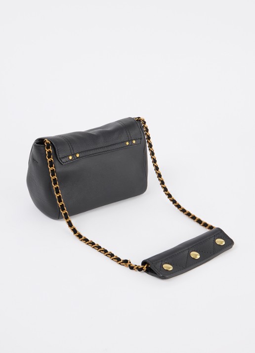 Jérôme Dreyfuss Lulu S crossbodytas van kalfsleer met details van geitensuède - achterkant zwart