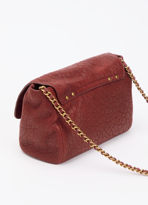 Jérôme Dreyfuss Lulu S crossbodytas van lamsleer met afneembare schouderriem - achterkant bordeauxrood