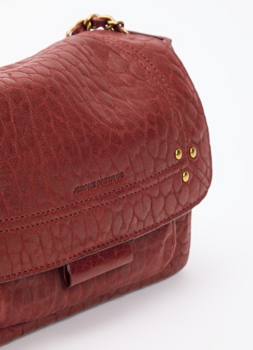 Jérôme Dreyfuss Lulu S crossbodytas van lamsleer met afneembare schouderriem - detail 5 bordeauxrood
