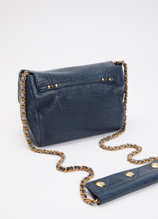 Jérôme Dreyfuss Lulu S crossbodytas van lamsleer met afneembare schouderriem - achterkant donkerblauw