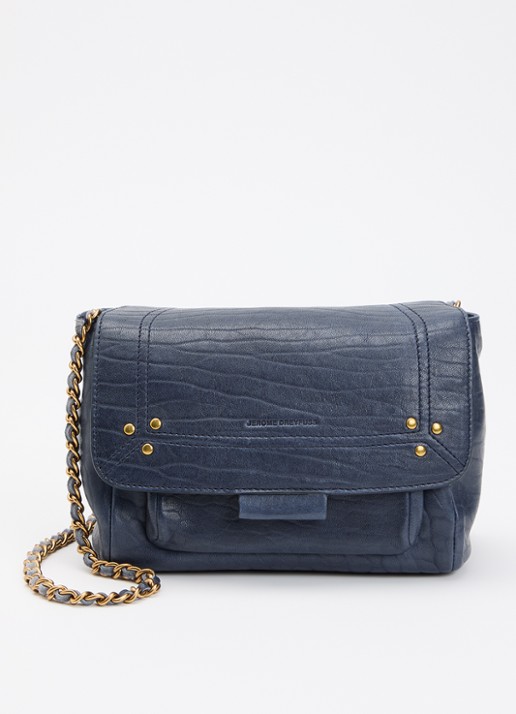 Jérôme Dreyfuss Lulu S crossbodytas van lamsleer met afneembare schouderriem - voorkant 6 donkerblauw