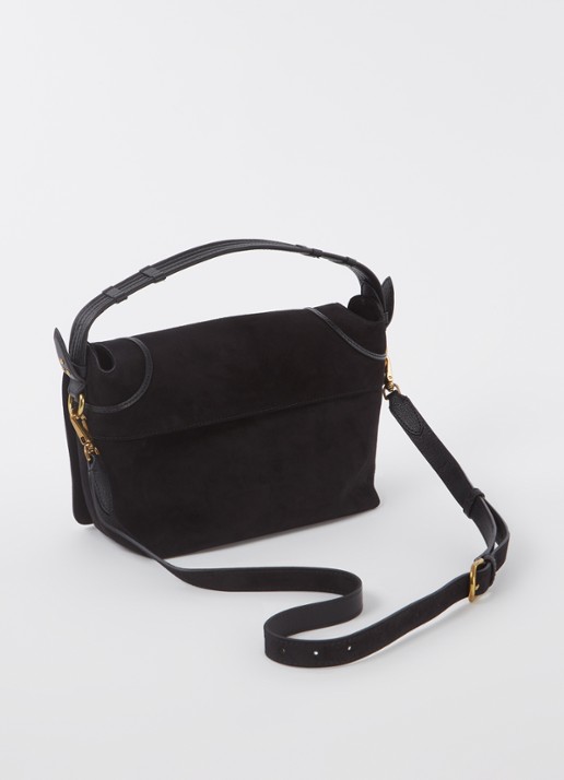 Jérôme Dreyfuss Pepito M crossbodytas van kalfssuède met geitenleren details - achterkant 4 zwart