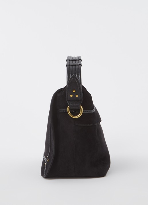 Jérôme Dreyfuss Pepito M crossbodytas van kalfssuède met geitenleren details - detail 2 zwart