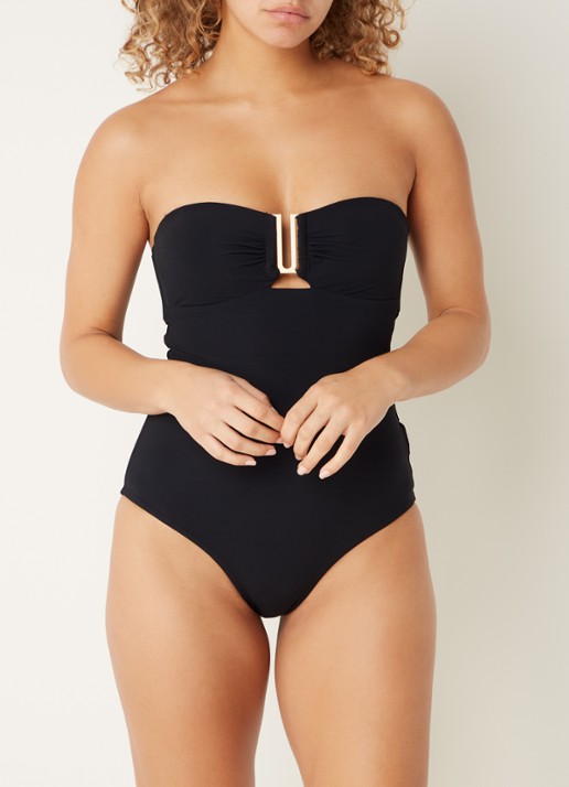 JETS Australia Jetset bandeau badpak met afneembare bandjes - voorkant 6 zwart