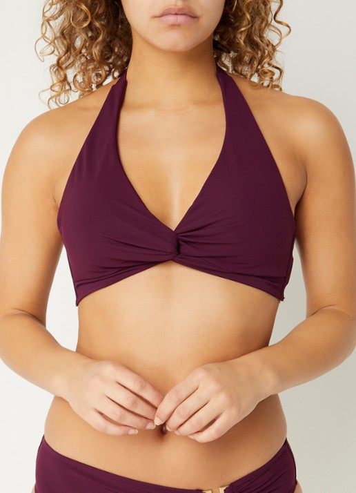 JETS Australia Jetset halter bikinitop met uitneembare vulling - detail 2 aubergine