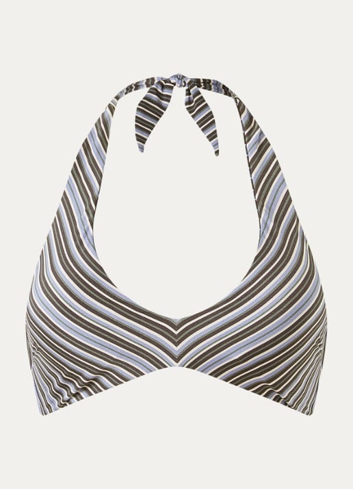 JETS Australia Laelia reversible halter bikinitop met streepprint - voorkant 2 grijs